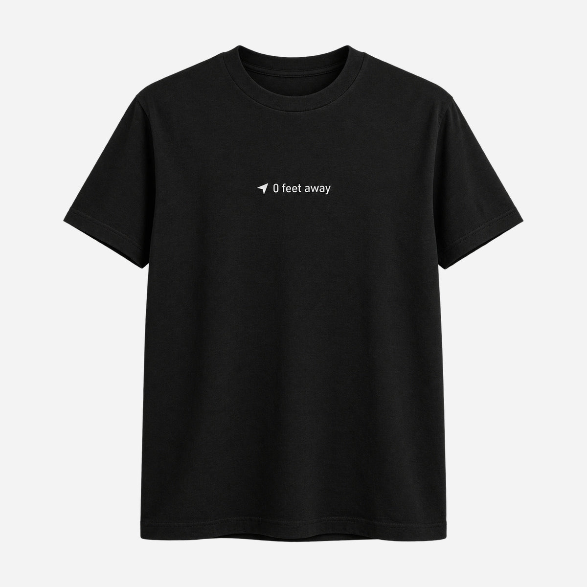 0 Feet Away Grindr Inspired T-shirt on a light grey background